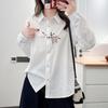 K72 Plus Size Women's Spring 2026 Korean-Style Embroidered Stretch Long Sleeve Slimming Shirt 1215