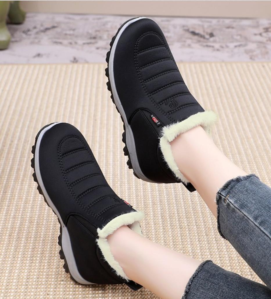 

Women Fleece Lined Snow Boots Winter Warm Waterproof Slip On Ankle Boots Thermal Outdoor Short Boots 36 чёрный