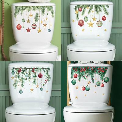 Weihnachtssterne Hängelichter Kiefer Toilettenaufkleber Badezimmer Toilette Heimdekoration Aufkleber