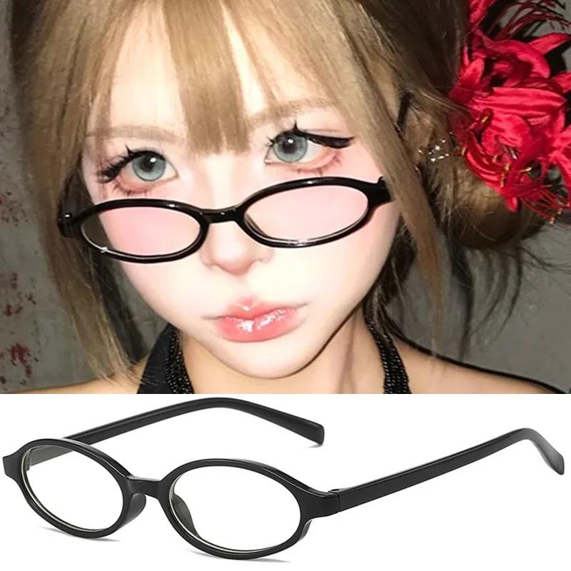 

Japanese Vintage Small Oval Glasses Student Computer Eyeglasses Cute Clever Girls Anti-Blue Light Glasses Eyewear Decorative