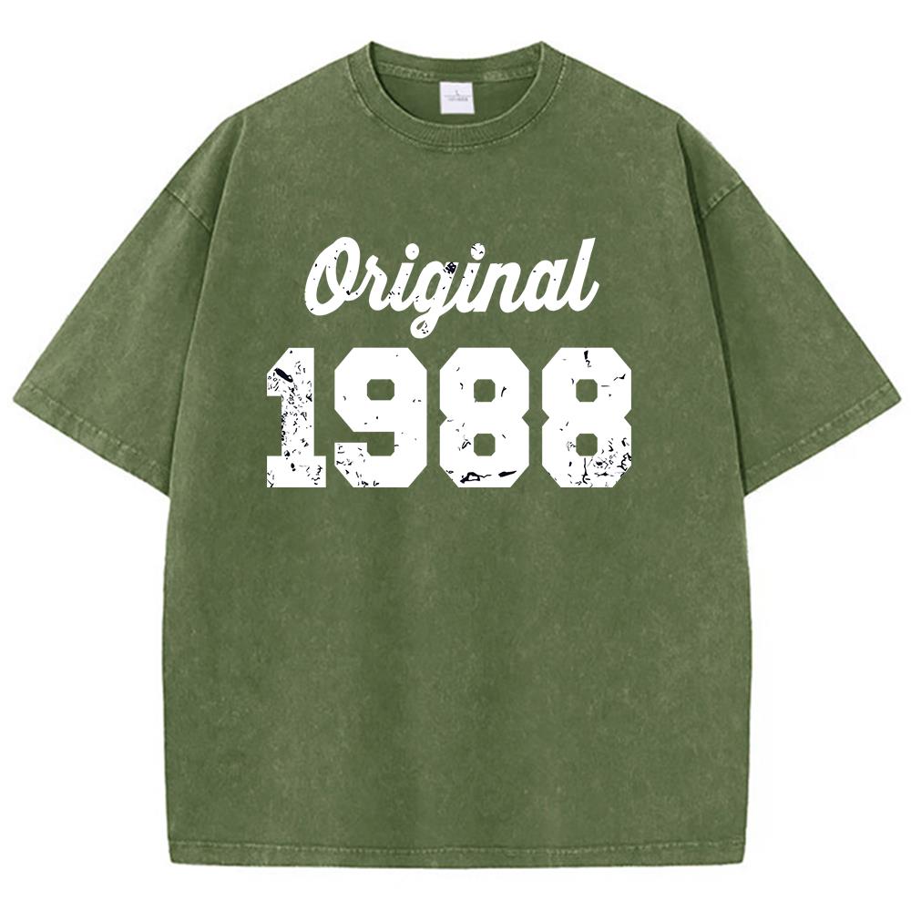 Original 1988 Weiß bedrucktes Herren-T-Shirt Passform Mode-Tees Freizeit Alltags-T-Shirt Kleidung Vergnügen Zuhause Kurzärmelig