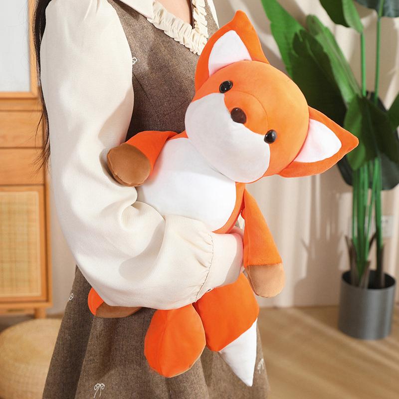 Cute Wildlife Fox Plush Cozy Toy Sweet Doll Short Velvet Fabric Elastic Cotton Filling Fine Stitching Sitting Standing Posture