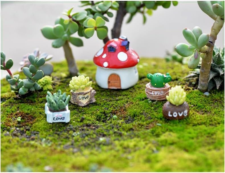 Pinenjoy 20 Pieces Miniature Cactus Plant Figurines, Cute Succulent Ornaments, Soothing Decor, Garden Accessories, Bonsai, Succulent Spheres,