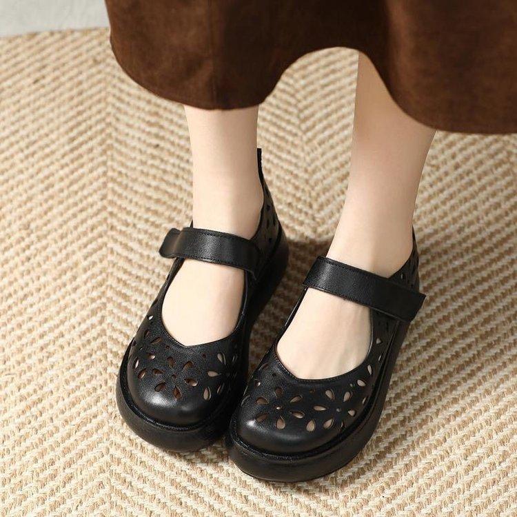 Flat-soled Single Shoes Women's Soft Leather Spring and Autumn Soft-soled Beef Tendon Sole Shallow Mouth Shoes