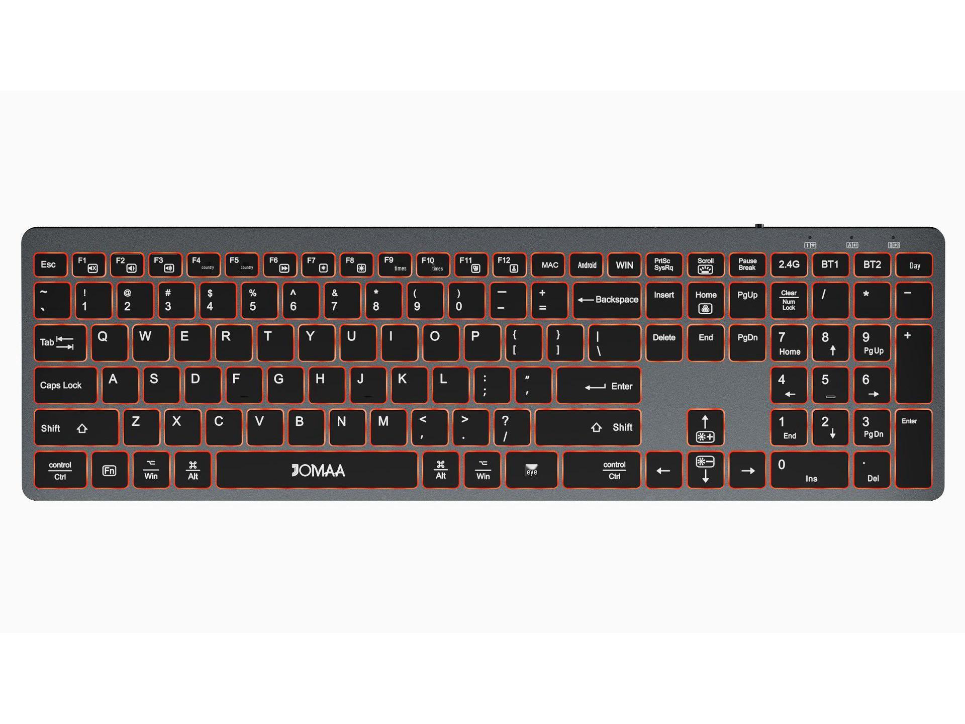 

JOMAA 2.4G Wireless Ultra-Thin Backlit Scissor-Foot Office Keyboard with Wireless Charging