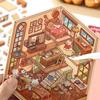 4-teiliges DIY-Szenenaufkleber-Set, 3D-Miniaturhaus-Aufkleber, wiederverwendbar, einfach zu verwendende DIY-Projekte, Buchhandlungs-Szenenaufkleber