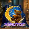 Custom Name Plush Teddy Bear Flannel Blanket, Suitable For Sofa, Bed, Birthdays, Children, Friends, Gifts