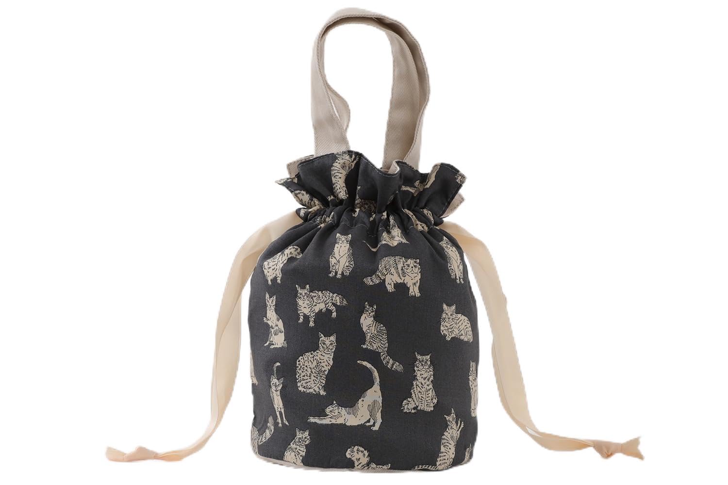 

Сумка-мешок DDintex FLORET LONDON на шнурке Meow Grey Liberty 12×18 см [Использует принт] серый