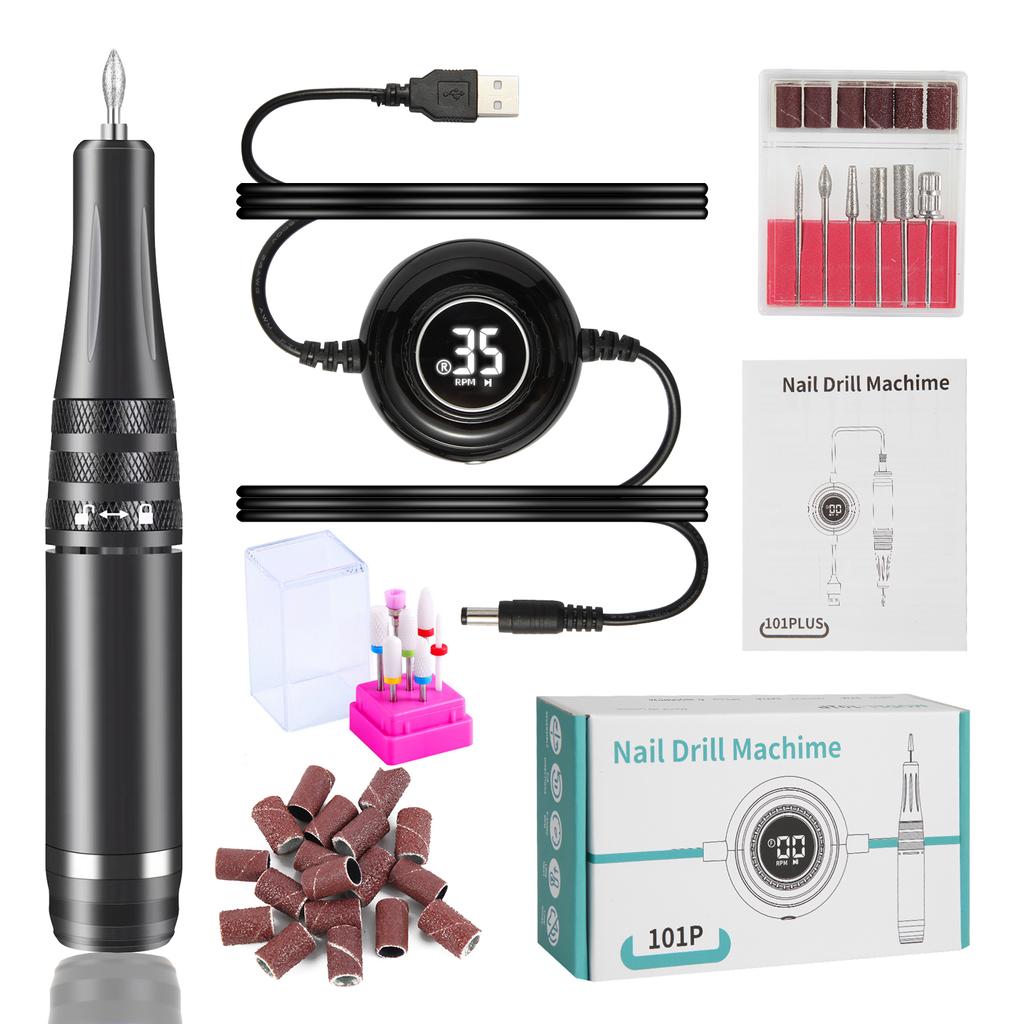 35000RPM Electric Nail Drill Machine Cordless Nail Sander for Nail Polish Rechargeable Portable Nail File for Acrylic Gel