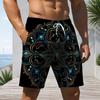 Men Plus Size Colorful Glitter Printed Beach Shorts Drawstring Waist Straight Leg With Side Pockets