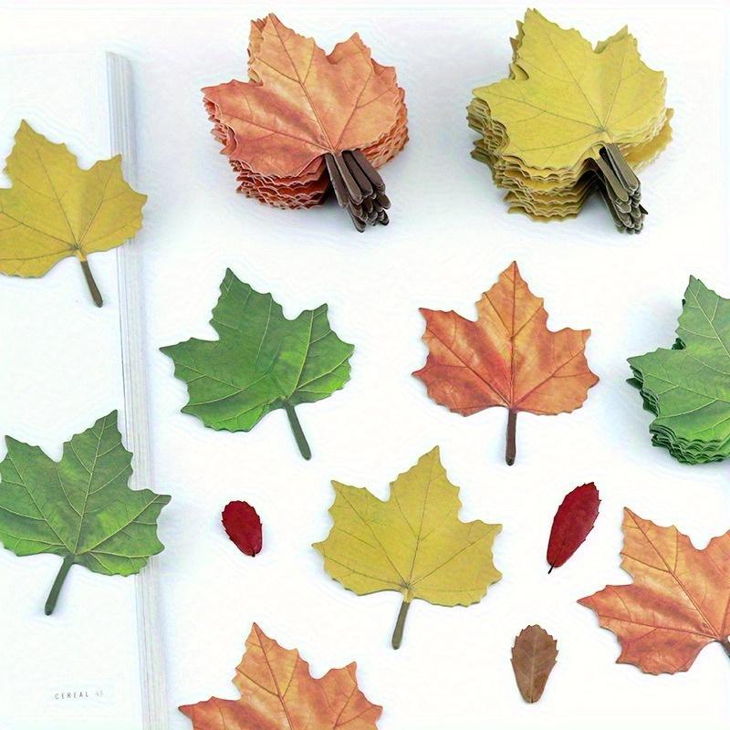 50pc/pack Autumn Leaves Decorative Stickers - Office Supplies, Notebook Stickers, Convenience Stickers, Simulated Leaf Design