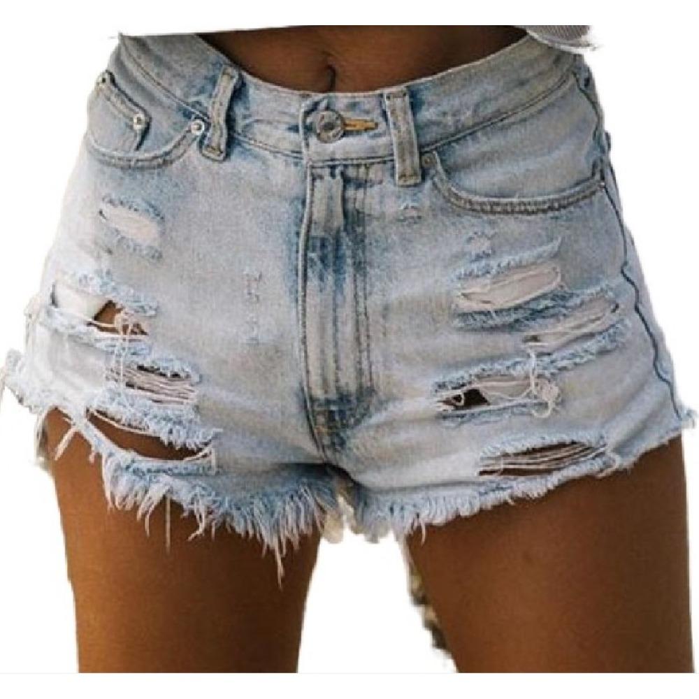 Women s High Waist Denim Shorts Loose Fit Distressed Frayed Raw Hem Hot Pants S