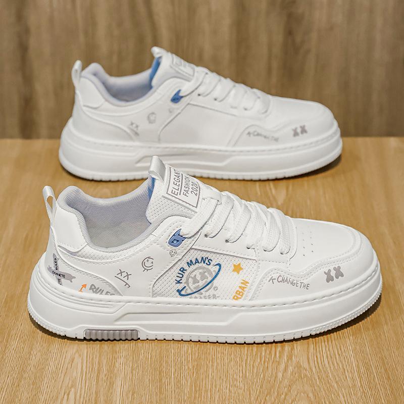 

Мужские повседневные модные кроссовки для скейтбординга на четыре сезона, удобные для студентов, трендовые кроссовки для мальчиков с мягкой подошвой, дышащая обувь 44 белый/серый