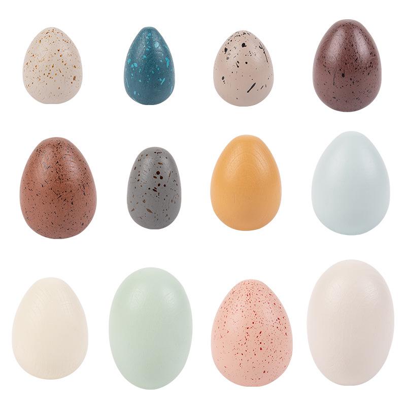 Wooden Educational Pretend Play Set: Colorful Bird, Chicken, and Duck Eggs for Kindergarten Science Learning