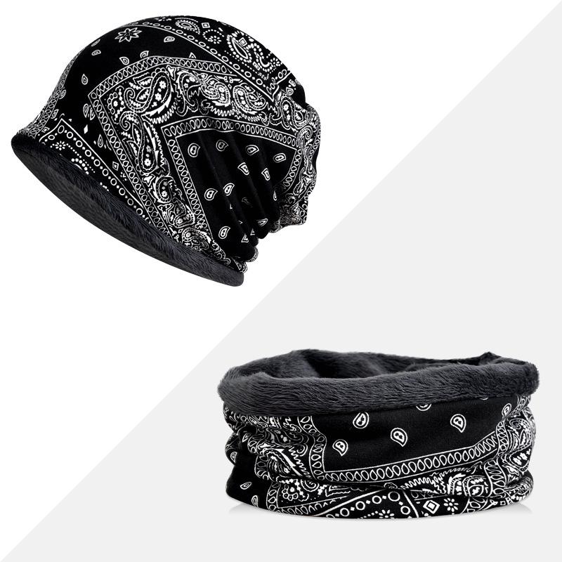 Women's Floral Print Cotton Pullover Hat and Scarf Set for Sun Protection