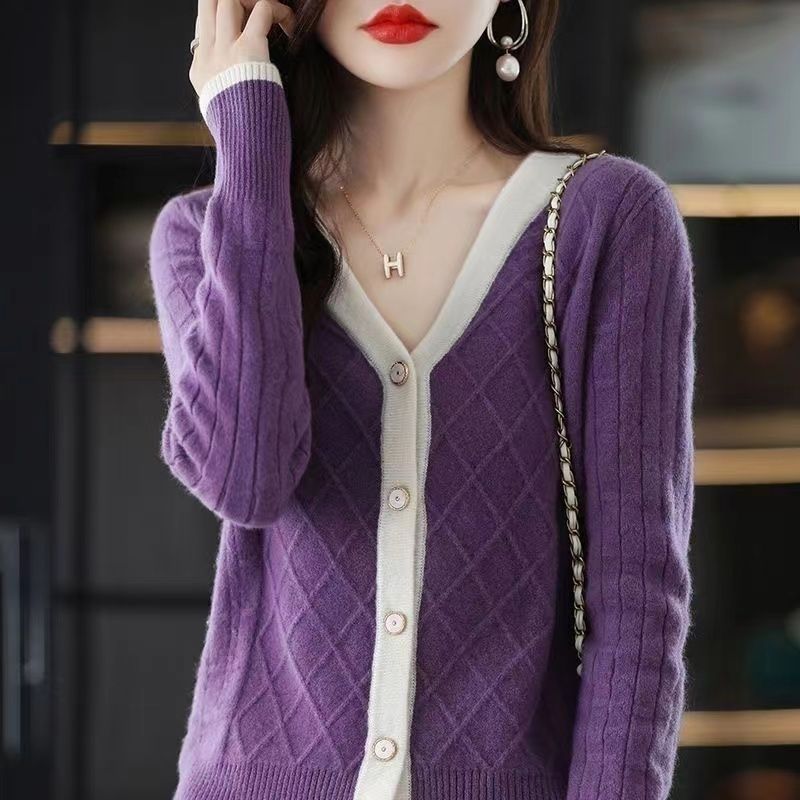 New Autumn Winter Loose Knit Cardigan Women Fashion V Neck Casual Coat Korean Style Elegant Outerwear