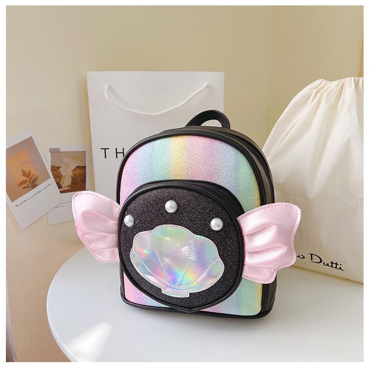 

Школьный рюкзак детский трендовый рюкзак для девочки принцесса милый с крыльями ПУ маленькая сумка для перекуса повседневная чёрный