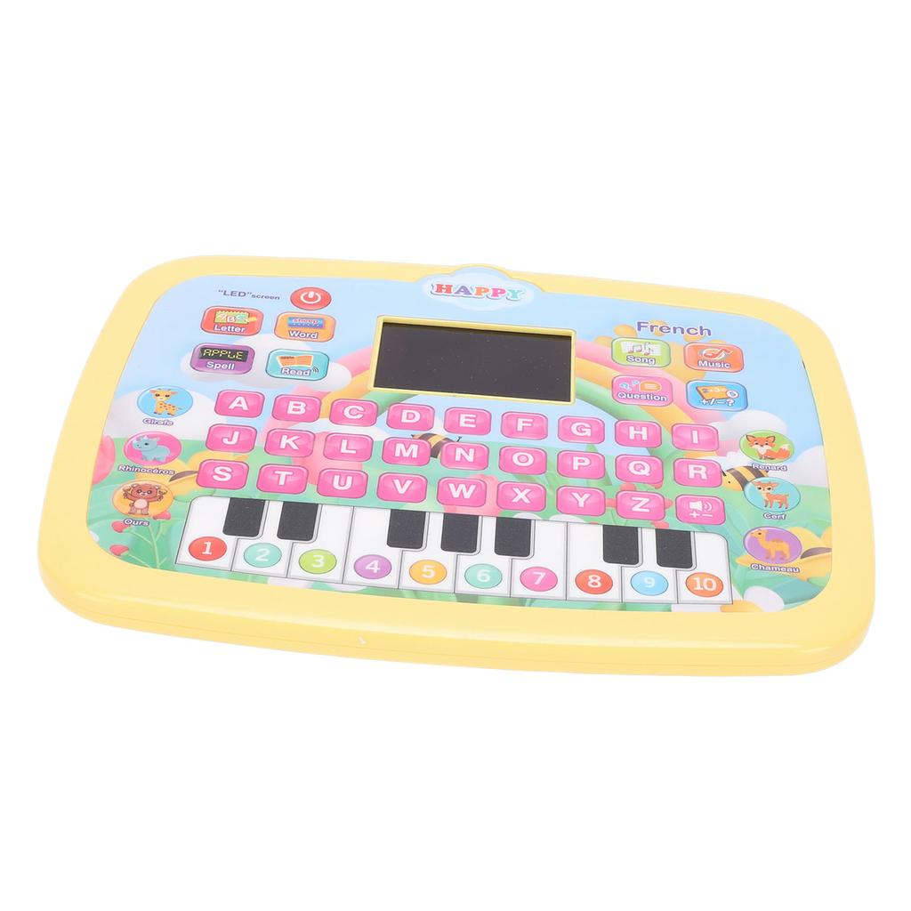 Tablette d'apprentissage pour enfants Écran LED Éducatif Alphabet Chiffres Lecture d'histoires Tablette d'apprentissage Jouet Jaune