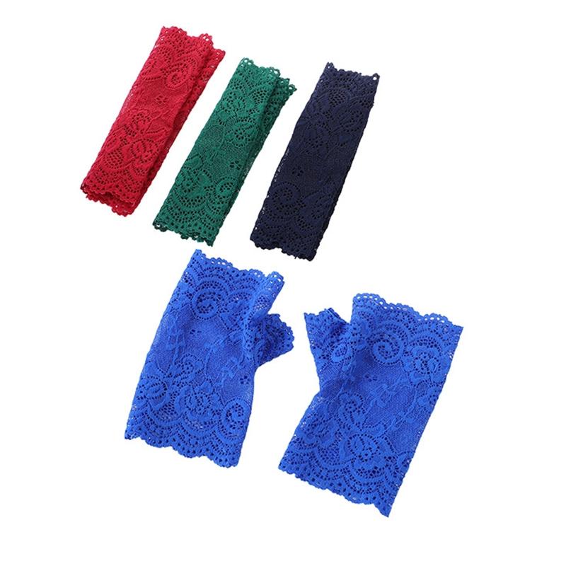 Elegante Damen Ultra-Dünne Halbfinger Sommer Fahrhandschuhe Radfahren Sonnenschutz Handschuhe Weiblich Anti-UV Elastizität Spitze Mesh Handschuhe