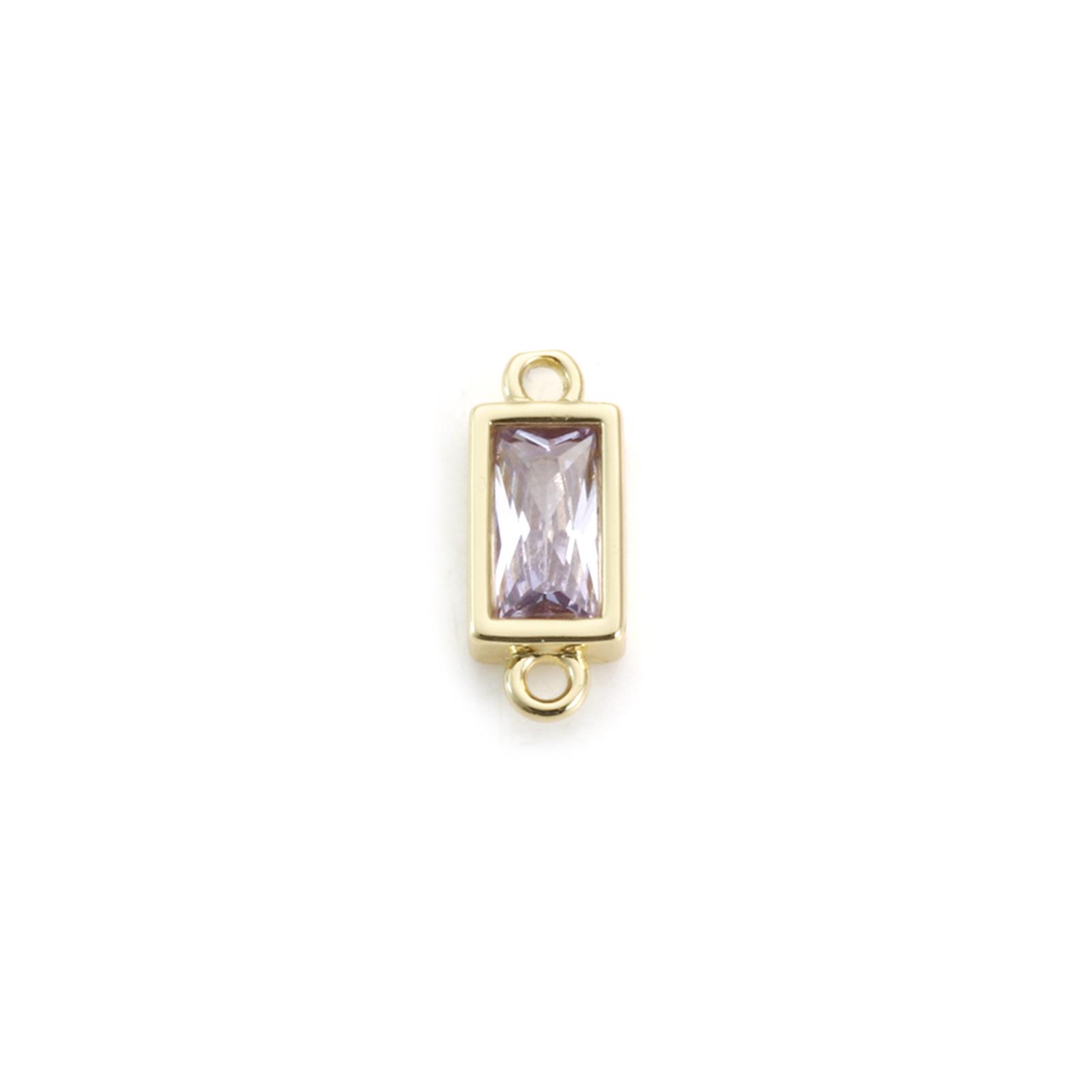 

2PCs Rectangular Ziconia Connector 18K Gold Plated Brass & Glass Faceted Pendants Charms For Necklace Jewelry Making 15mm x 6mm 15x6mm