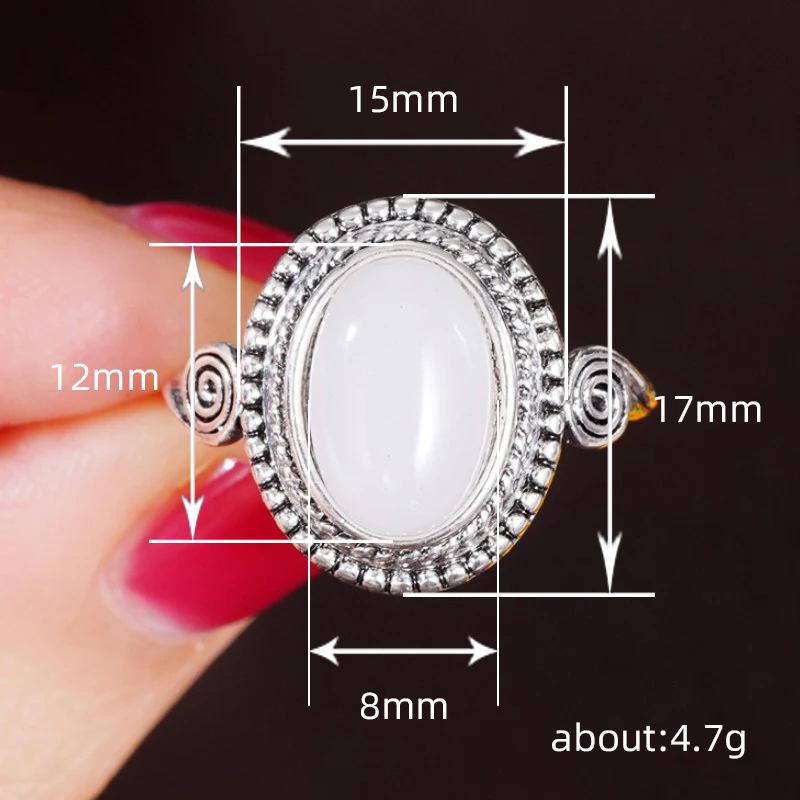Cao Shi Women's Exaggerated Punk Style Moonstone Oval Engagement Ring
