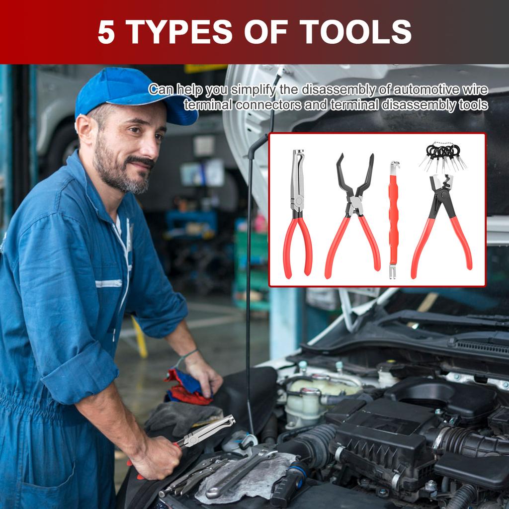 5 Pcs Electrical Disconnect Pliers Cars Automotive Electrical Connector Disconnect Tools with Terminal Removal Tools Kit for Car