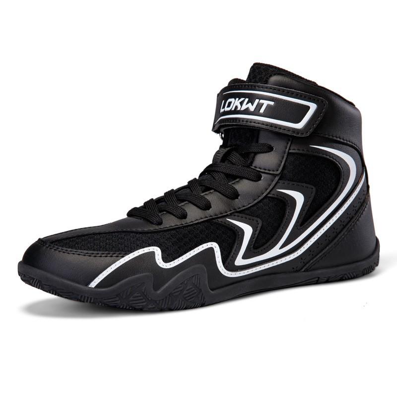 High-Top Boxing Shoes Men Women Breathable Mesh Upper Lace-Up Wrestling Sneakers Non-Slip Sport Footwear