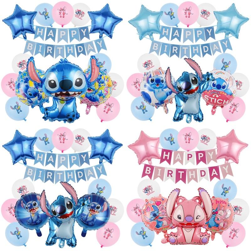 Uroczy różowy zestaw balonów aluminiowych z ściegiem, dekoracja urodzinowa dla dziecka w przestrzeni międzygwiezdnej