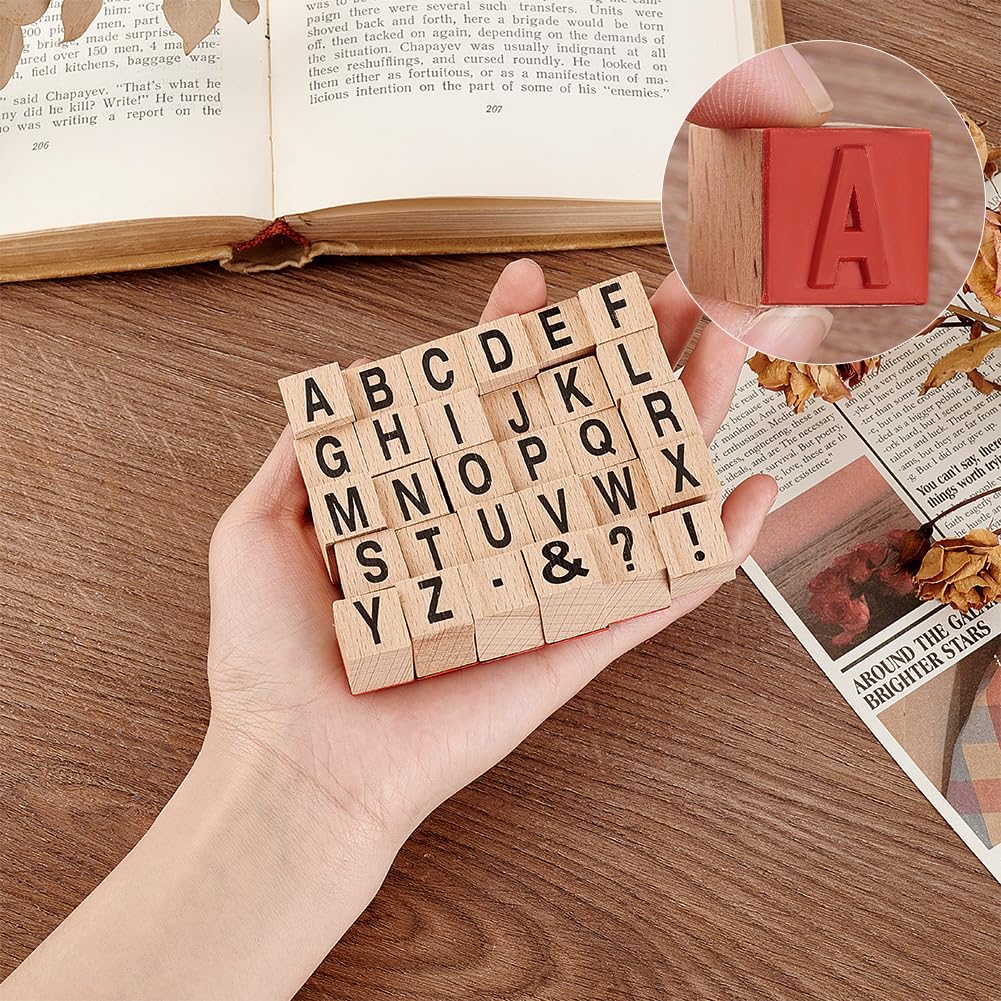 PandaHall 30 Pieces Letter Wood Alphabet Symbol Stamps for and Scrapbooking A-Z Stamps, Stamps, Crafts, Lettering, Journaling,