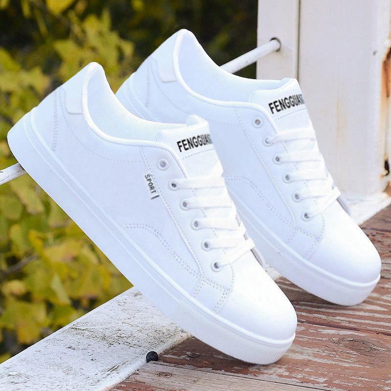 

Весна 2024 Мужские белые кроссовки - Корейский стиль, Трендовые, Универсальные, Повседневная спортивная модная обувь для подростков 40 with Shoe Box белый