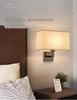 LED Bedside Wall Lamp with Switch - Simple, Creative Fabric Design for Hotel Guest Rooms and Bedrooms