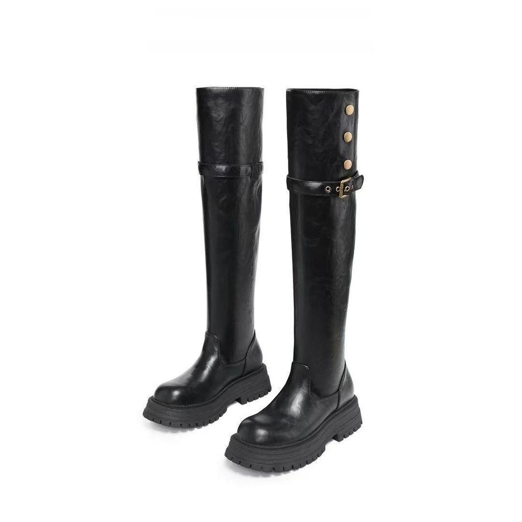 Women's Thick-Soled Retro Over-the-Knee Knight Boots - Autumn/Winter Fashion Martin Boots