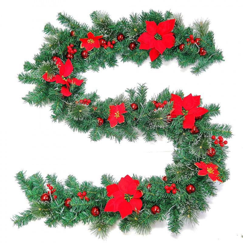 Hot-Selling 2.7m Christmas Tree Decoration Rattan for Staircases, Hotels, Malls, Bars, and Door Hanging — Encrypted Rattan Wreath