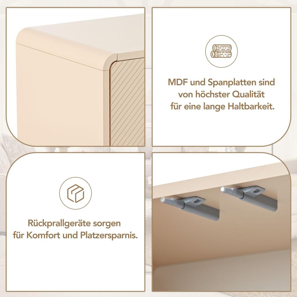 Sideboard Aufbewahrungsschrank, Moderne Schlichter Anrichte mit 4 Türen, Verstellbares Regal, Lagerschrank Beistellschrank