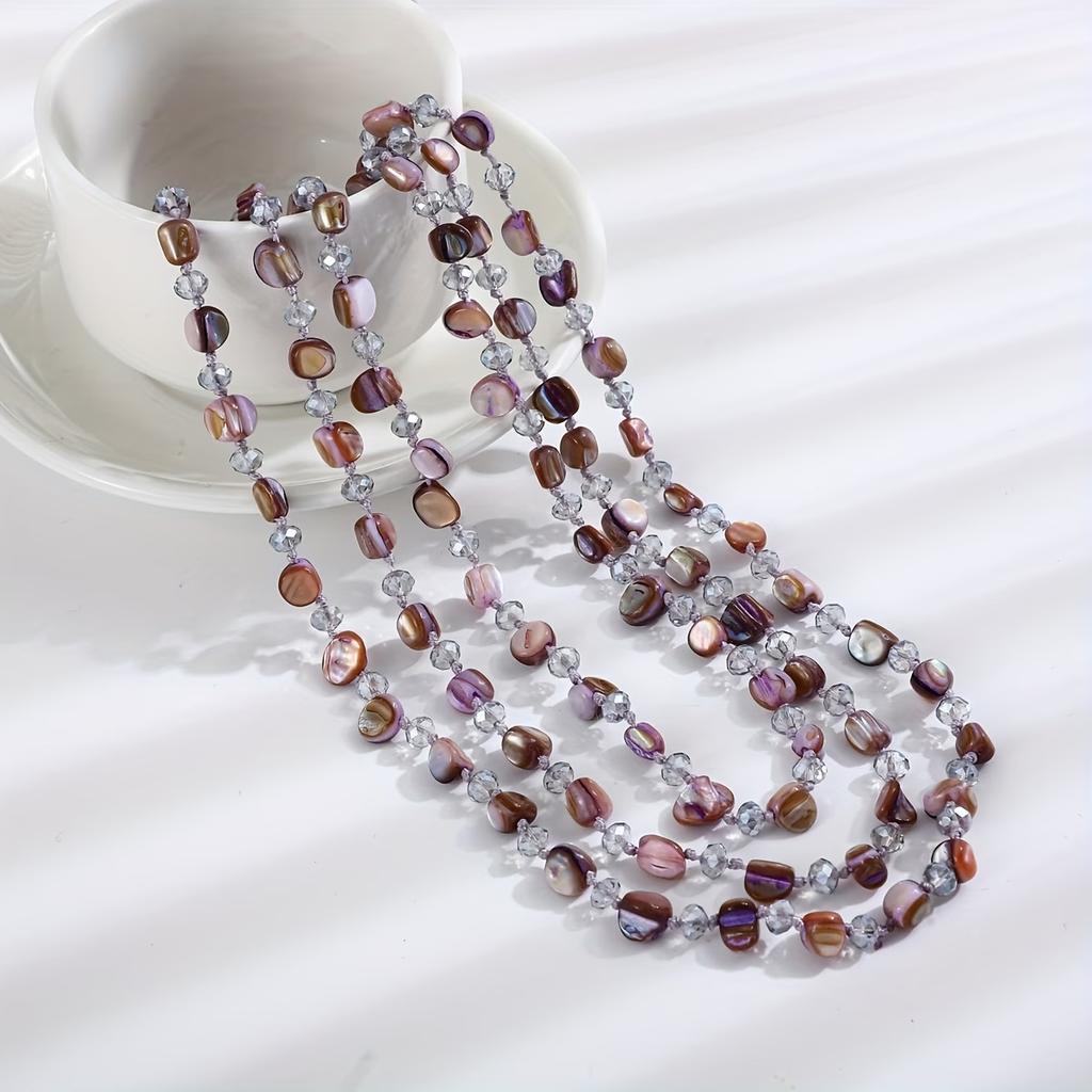 Premium Multi-Layer Shell Pendant Long Necklace Women'S Bohemian Autumn And Winter Sweater Chain