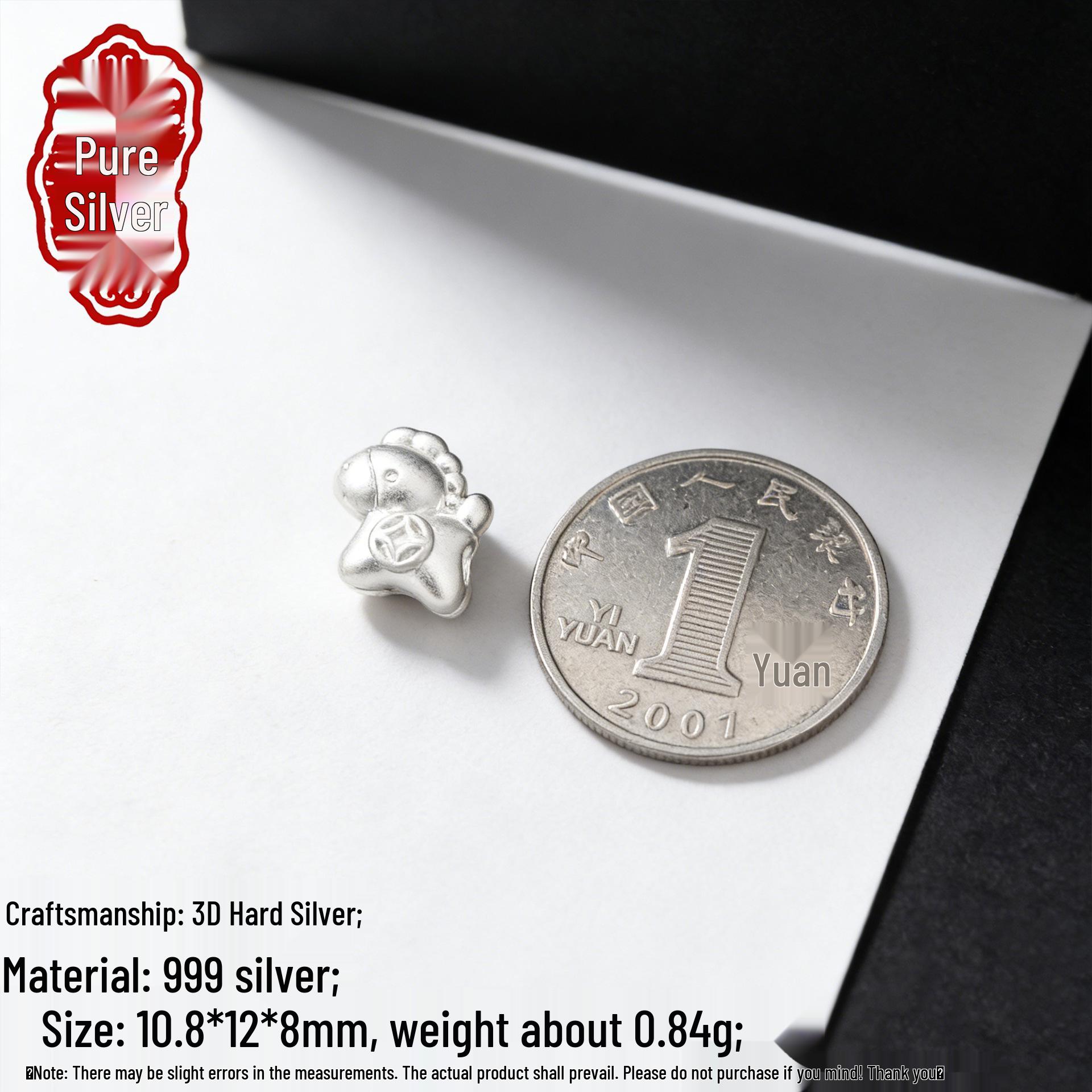 S999 Sterling Silver 3D Horse Spacer Beads for DIY Bracelets & Necklaces - Zodiac Horse Year Charms, Pure Silver Loose Beads 3D Hard Silver S999; Price per piece