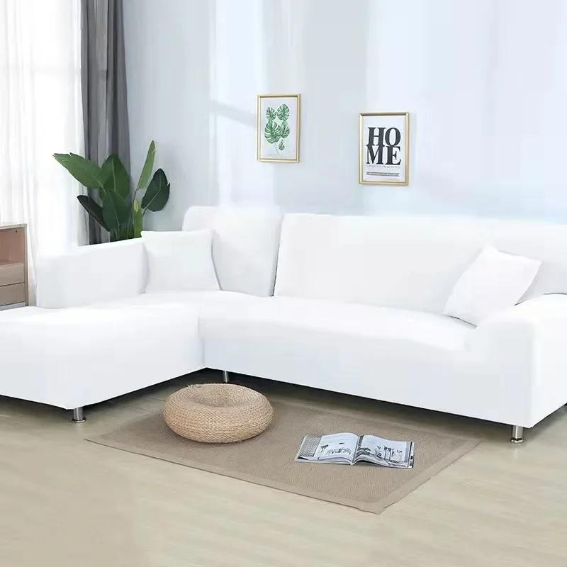 Solid Color Sofa Covers for Living Room Elastic Sofa Cover L Shaped Corner Couch Cover Slipcover Chair Protector 1/2/3/4 Seater