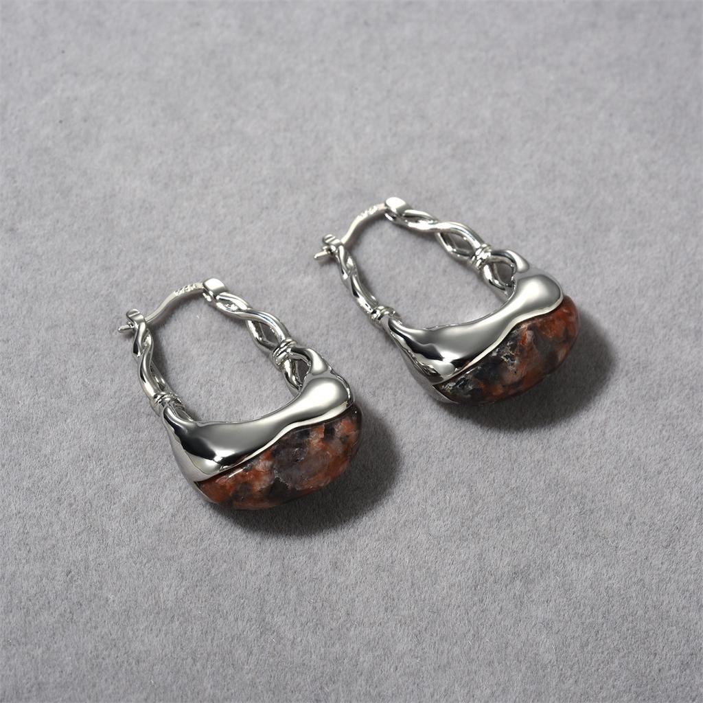 Piedra Natural, Estilo Nacional, Pendientes Únicos, Pendientes, Colgantes, Sentido de Diseño de Lujo Ligero de Nicho, Marea Alta