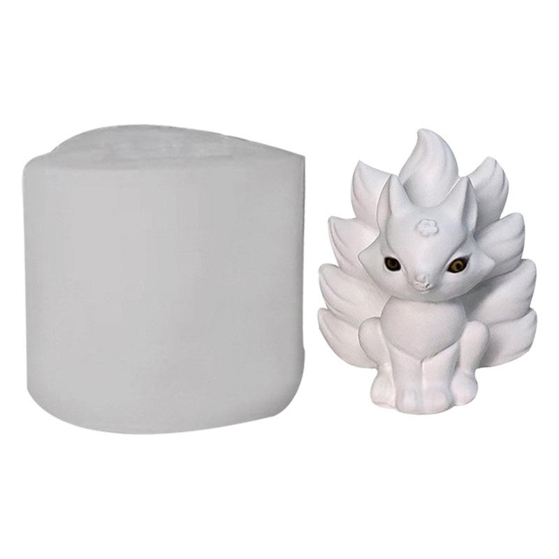 

3D Милая лиса силиконовая форма для свечи кристалл эпоксидная смола гипс цемент девятихвостая лиса форма DIY форма для мыла в форме шоколадного льда в форме животного белый