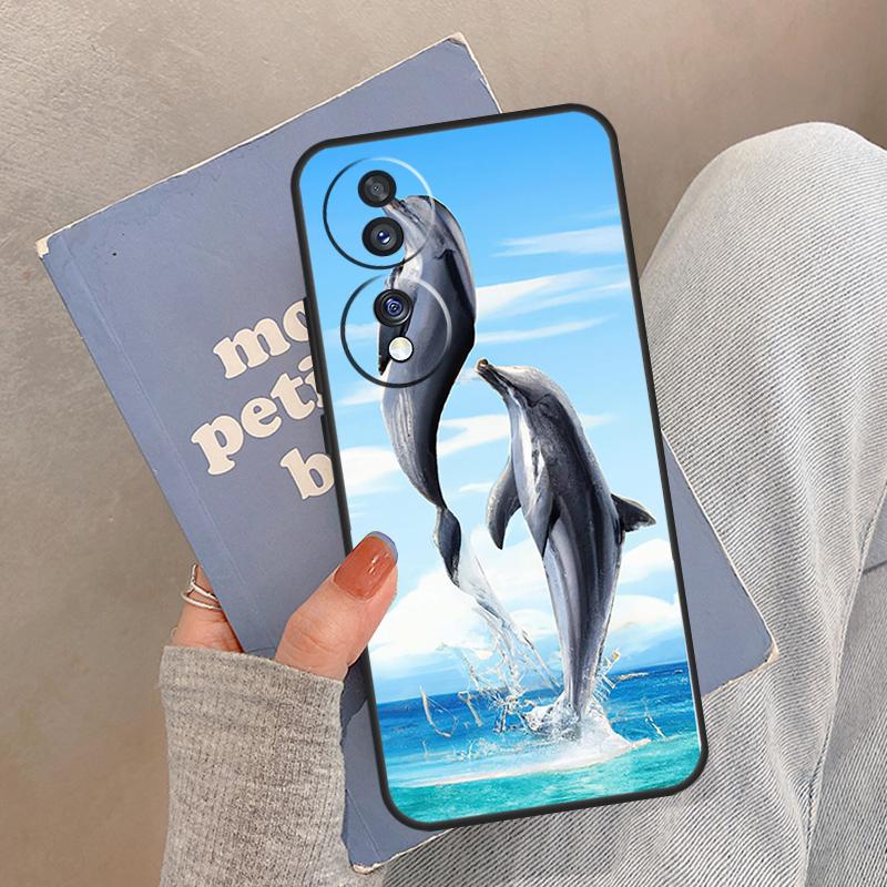 Dolphin For Huawei Honor Magic5 Lite X8 X9a 50 70 P20 P30 P40 Mate50 Pro Nova 5T P Smart 2021 Case