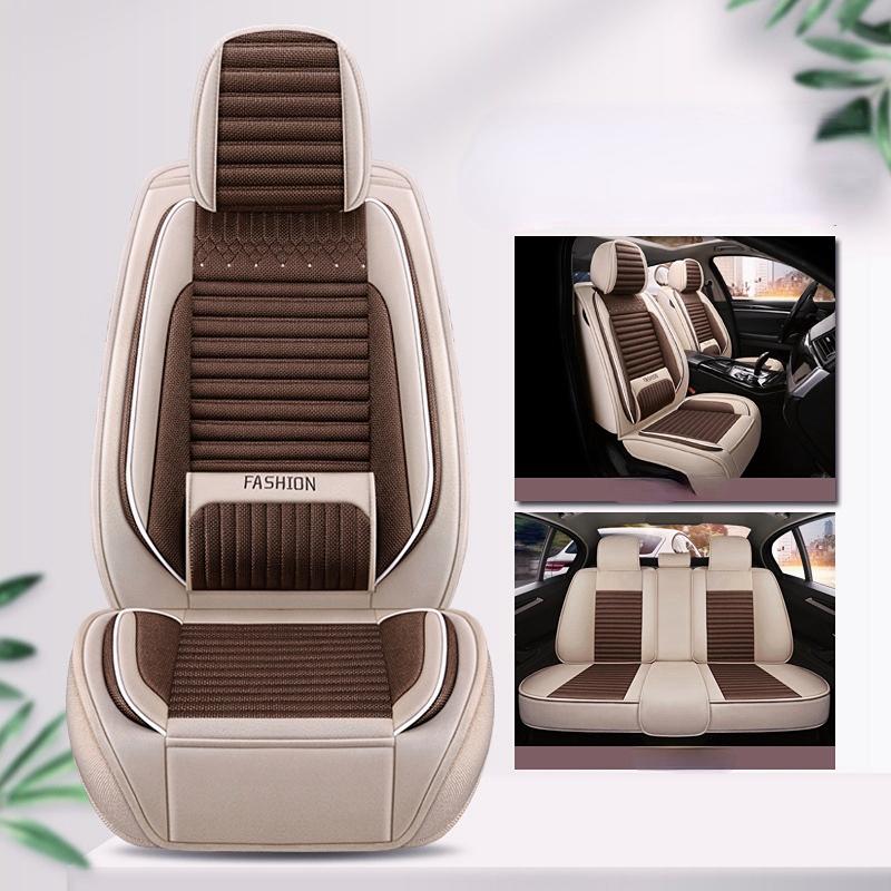 

Чехол на автомобильное сиденье, льняная подушка, сезонная универсальная дышащая для большинства четырехдверных седанов, лоскутная защита автомобильного сиденья, грузовик, внедорожник, фургон