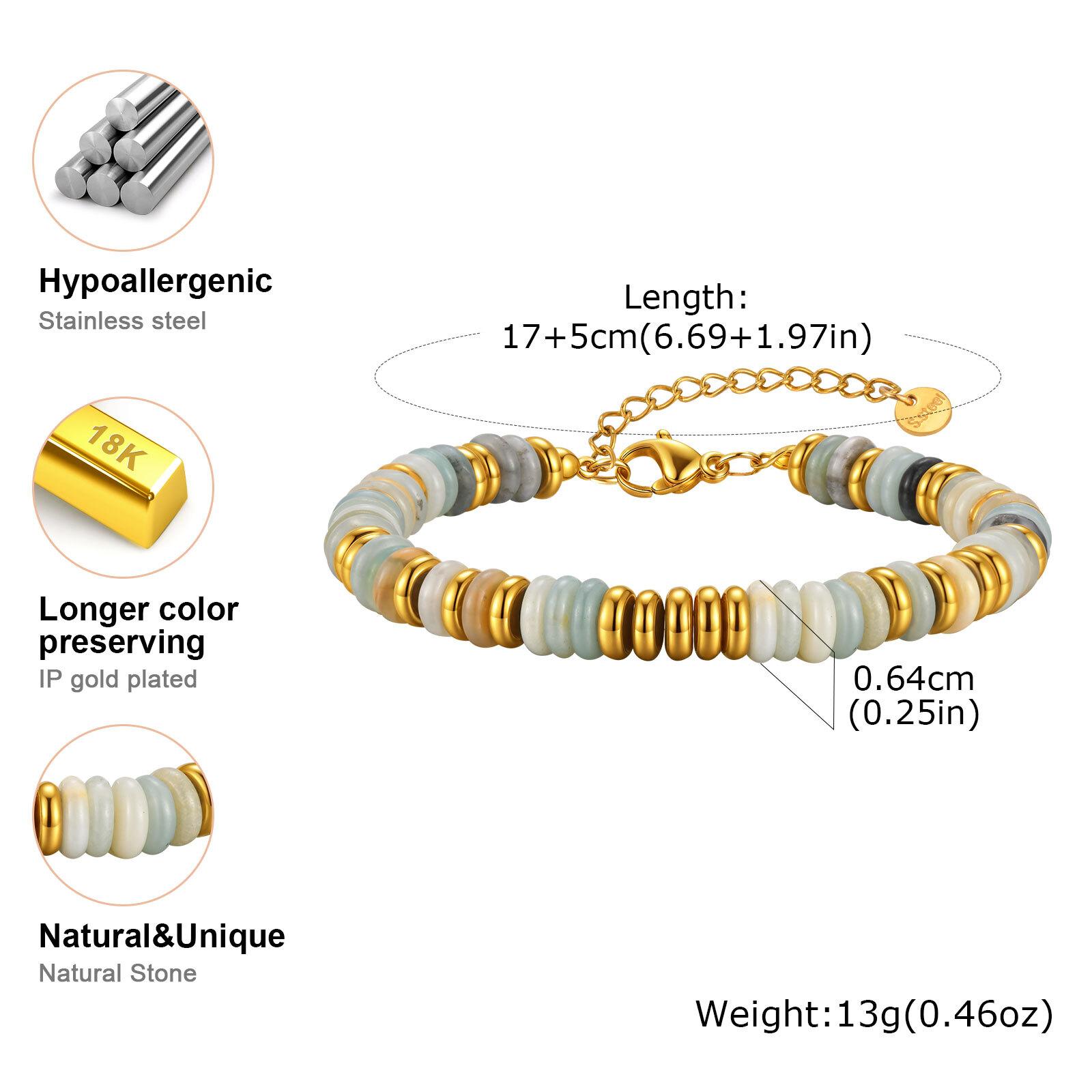 

Hande-made Y2K Beaded Colorful Natural Stone Bracelet for Women, Waterproof Healing Yoga Healthy Spiritual Bracelet