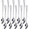 Long Handle Ice Tea Spoons,10Pcs Coffee Spoons for Stirring Stainless Steel Long Cocktail Spoon Polished Tea Accessories for Dessert Sundae Shakes