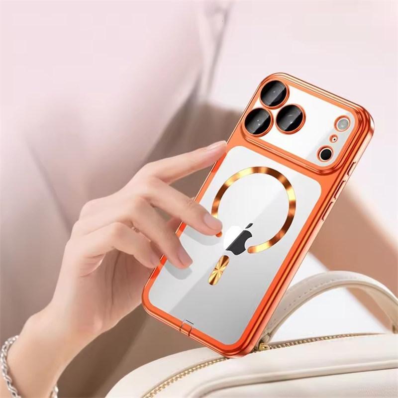 17Pro Cases Dust Plug Eletroplate Soft TPU Magsafe Case for iPhone 17 16 15 Pro Max 17 Pro Max Clear Silicone Cover