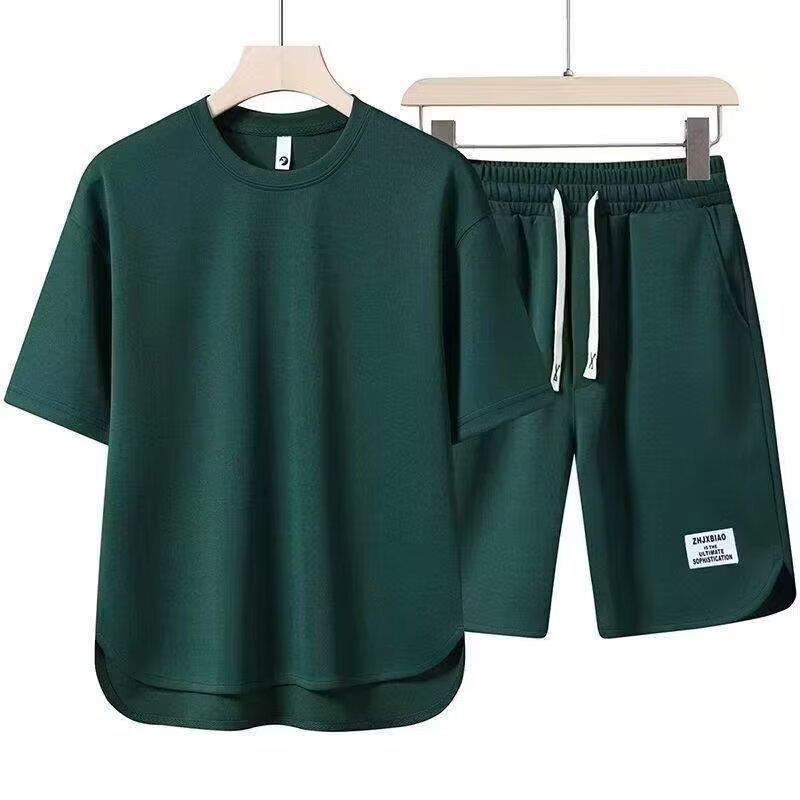 2024 Summer Men's Casual Sports Set: Trendy Short Sleeve T-shirt & Five-Point Shorts - Hong Kong Style