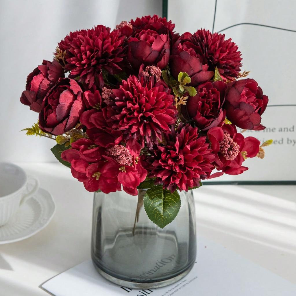 1/3PCS Artificial Flowers Silk Ball Chrysanthemum Rose Home Room Wedding Bridal Bouquet Decor Valentine Outdoor Yard Garden Gift