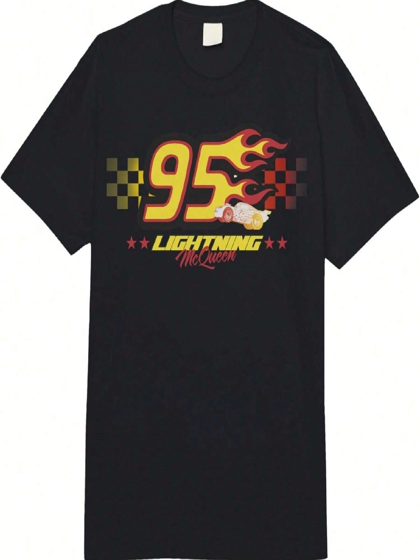 Взрослая футболка тяжелого веса Dissneyss Pixasr Cars Lightning McQueens 95 с графикой пламени Comfort Colorss S разноцветный