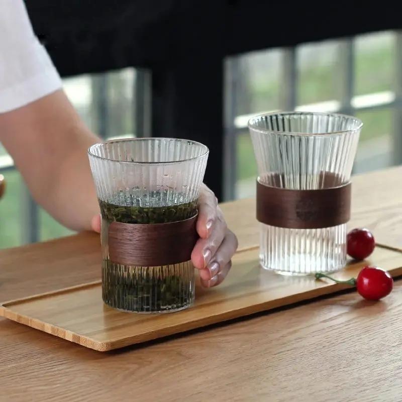 350ML Japanese Style Glass Coffee Mug Walnut Cup Sleeve Glass Cup Glasses Coffeeware Tea Mugs Beer Mug 2025