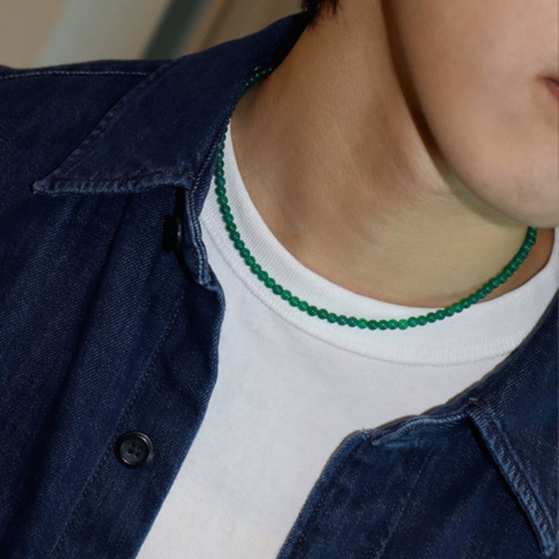 BICYCLE TROPHY BT Gemstone Necklace 03 (4mm Green Onyx)