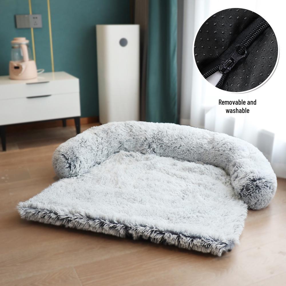 

Popular Plush Dog Bed with Blanket - Cozy Pet Nest and Dog Sofa Round S: 80x70x13 CM